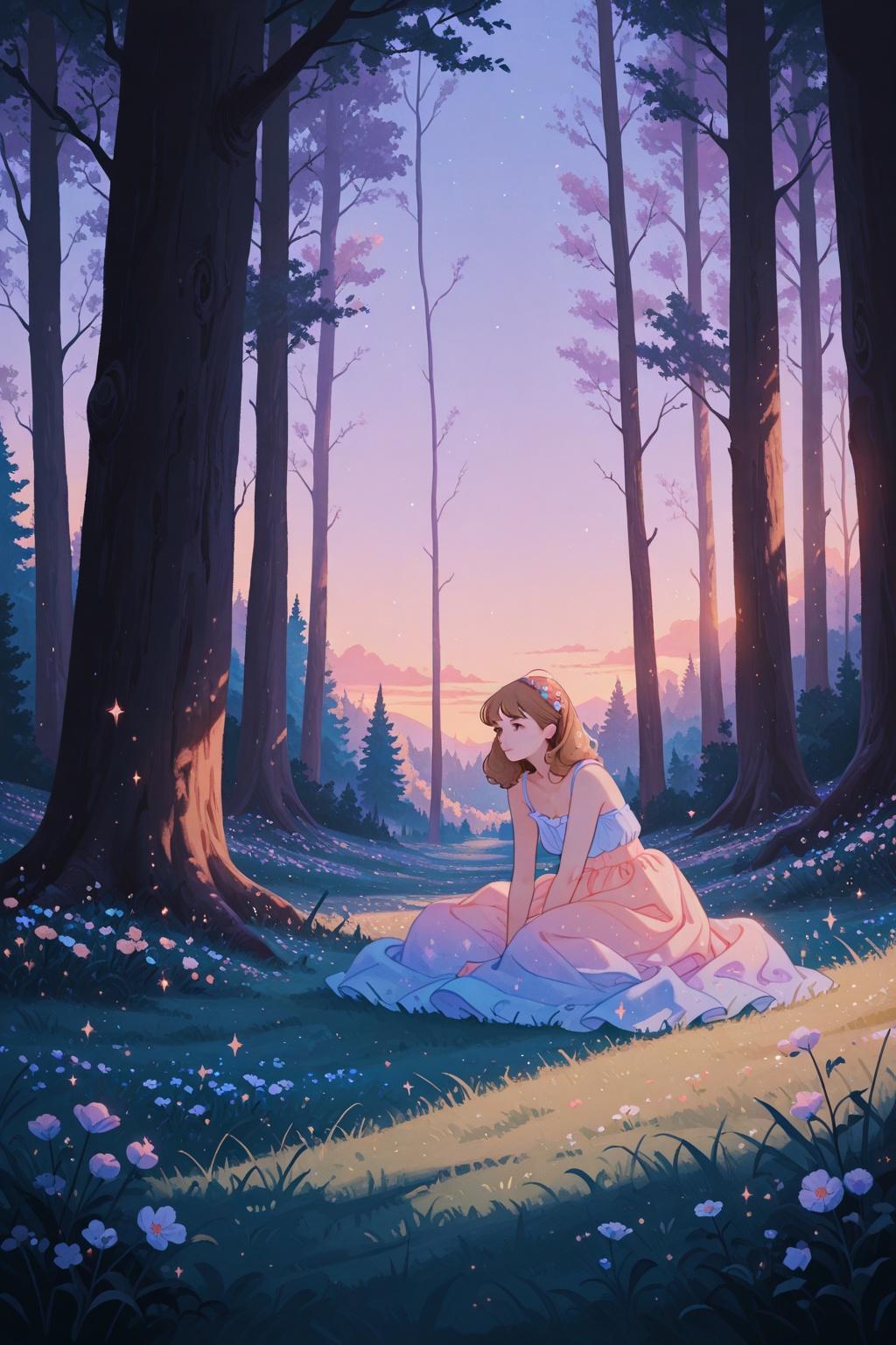 1girl,  forest,  flowers on Tensor.Art