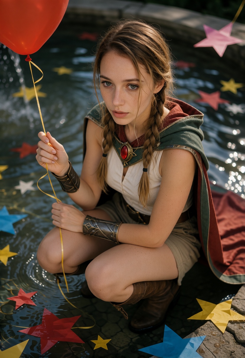 LauraX,  light brown hair styled in double braids A photorealistic cinematic photograph of a 24-year-old ***** woman,  alo...