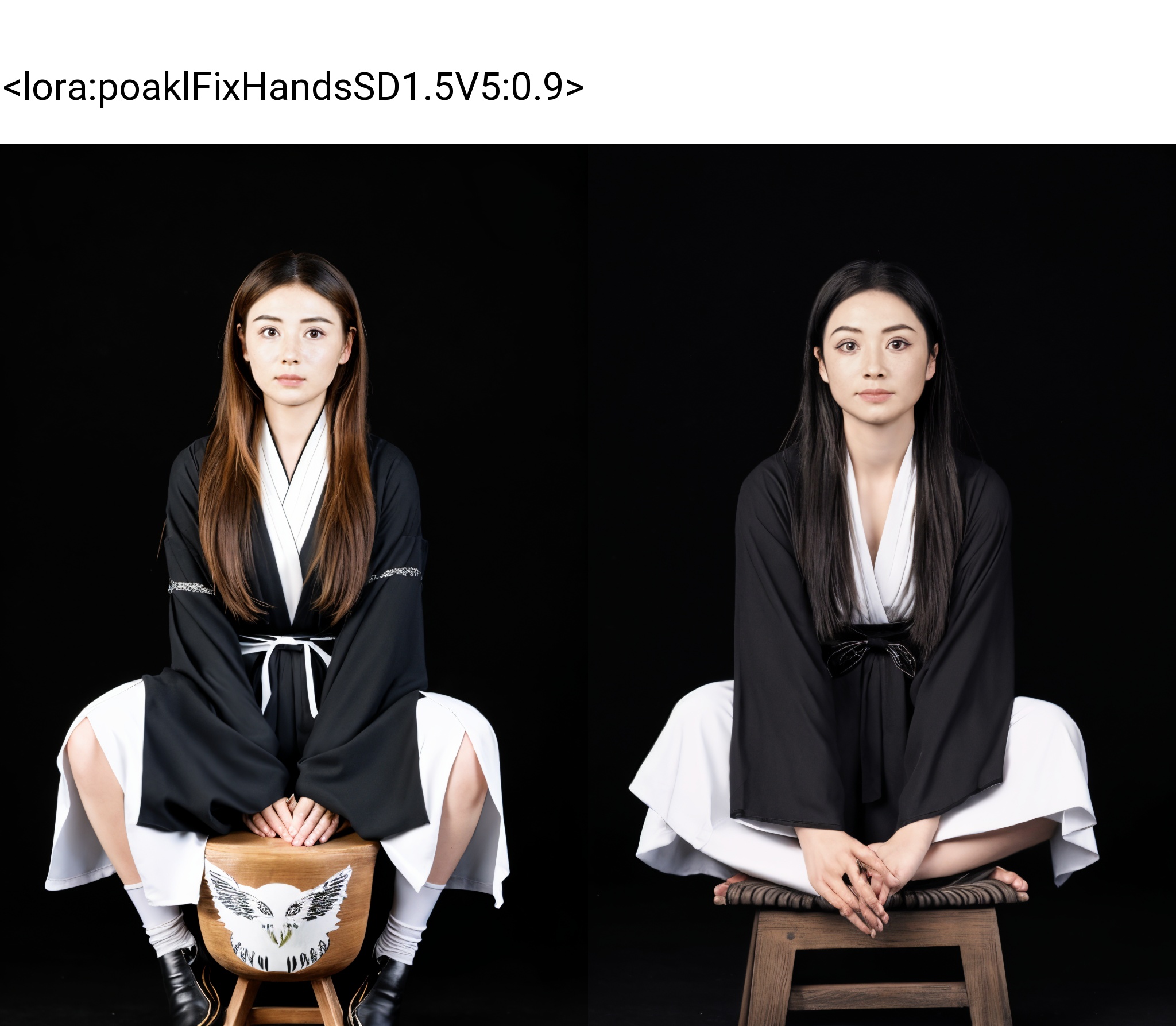 closeup portrait of a female freckled 4ng3l face feudal ninja with long hair,  dressed in a black Hanfu,  sits casually on...