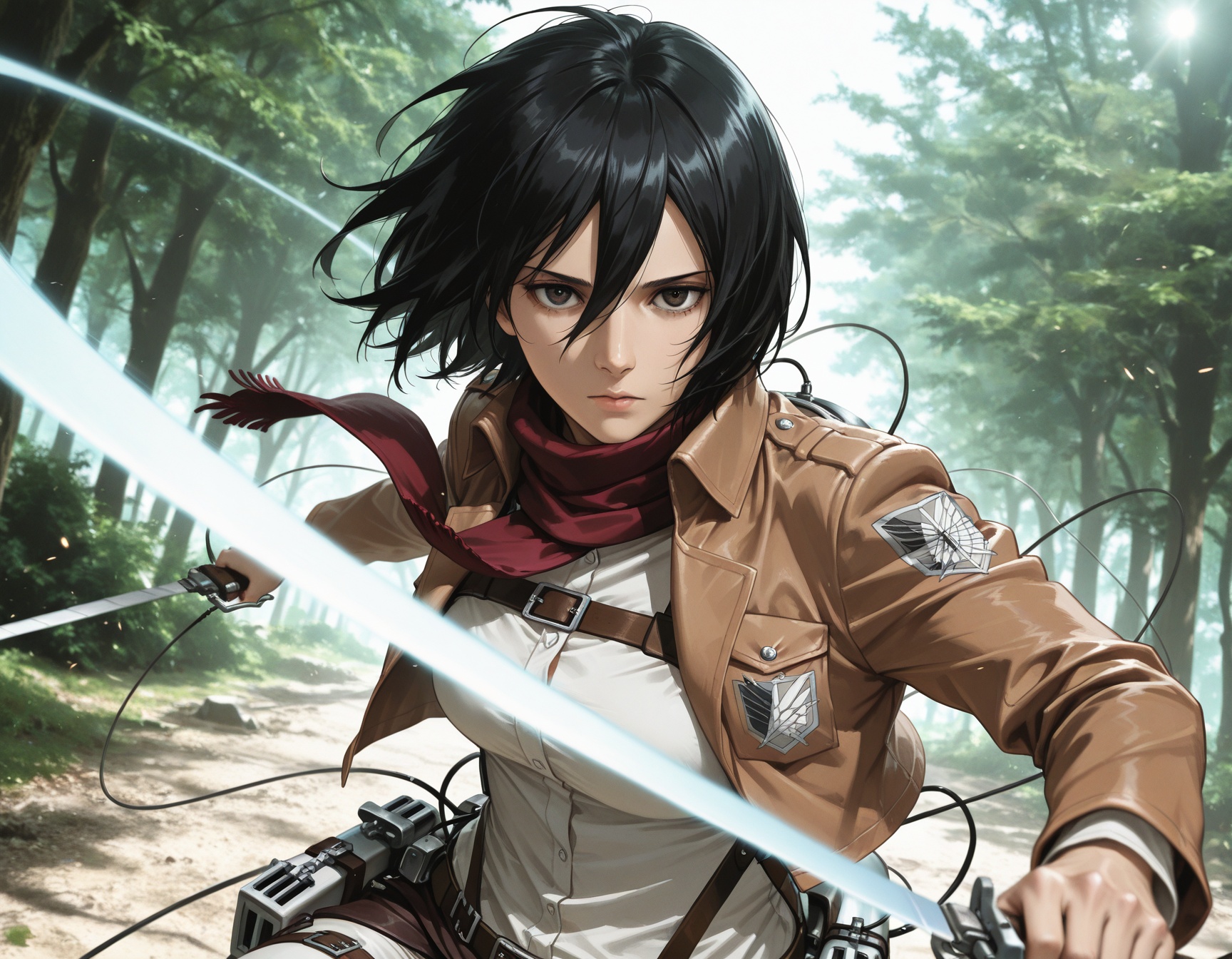 1girl,  upper body,  mikasa ackerman on Tensor.Art