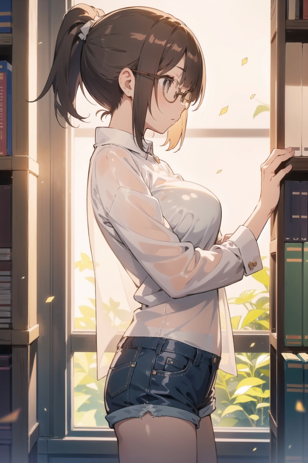 1girl,  large breasts,  long shirt on Tensor.Art