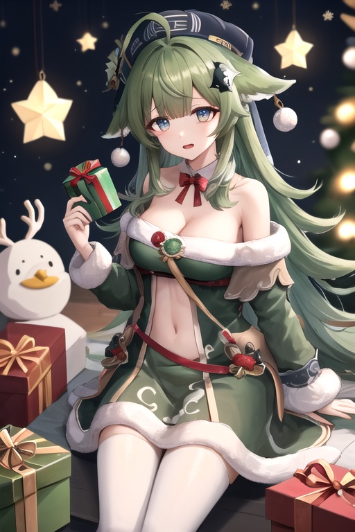 huohuo \(honkai star rail\),  1girl,  christmas tree on Tensor.Art