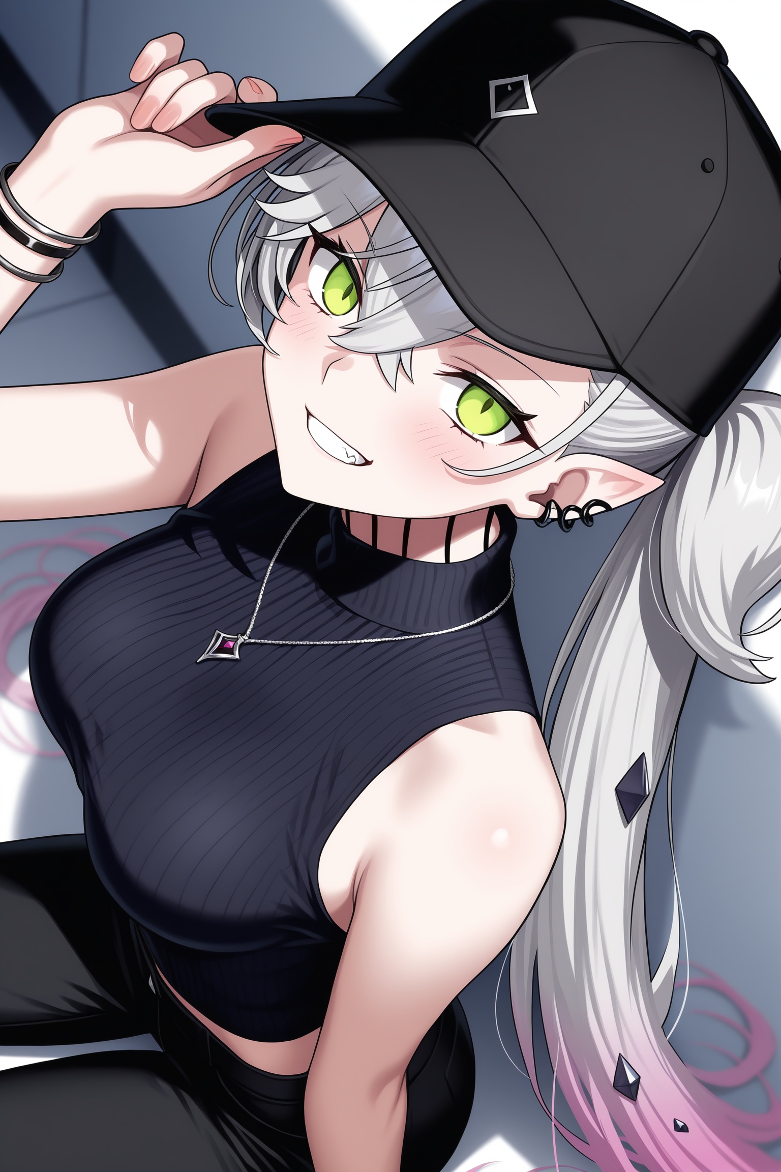 1girl,  lilith \(fate\),  adjusting headwear on Tensor.Art