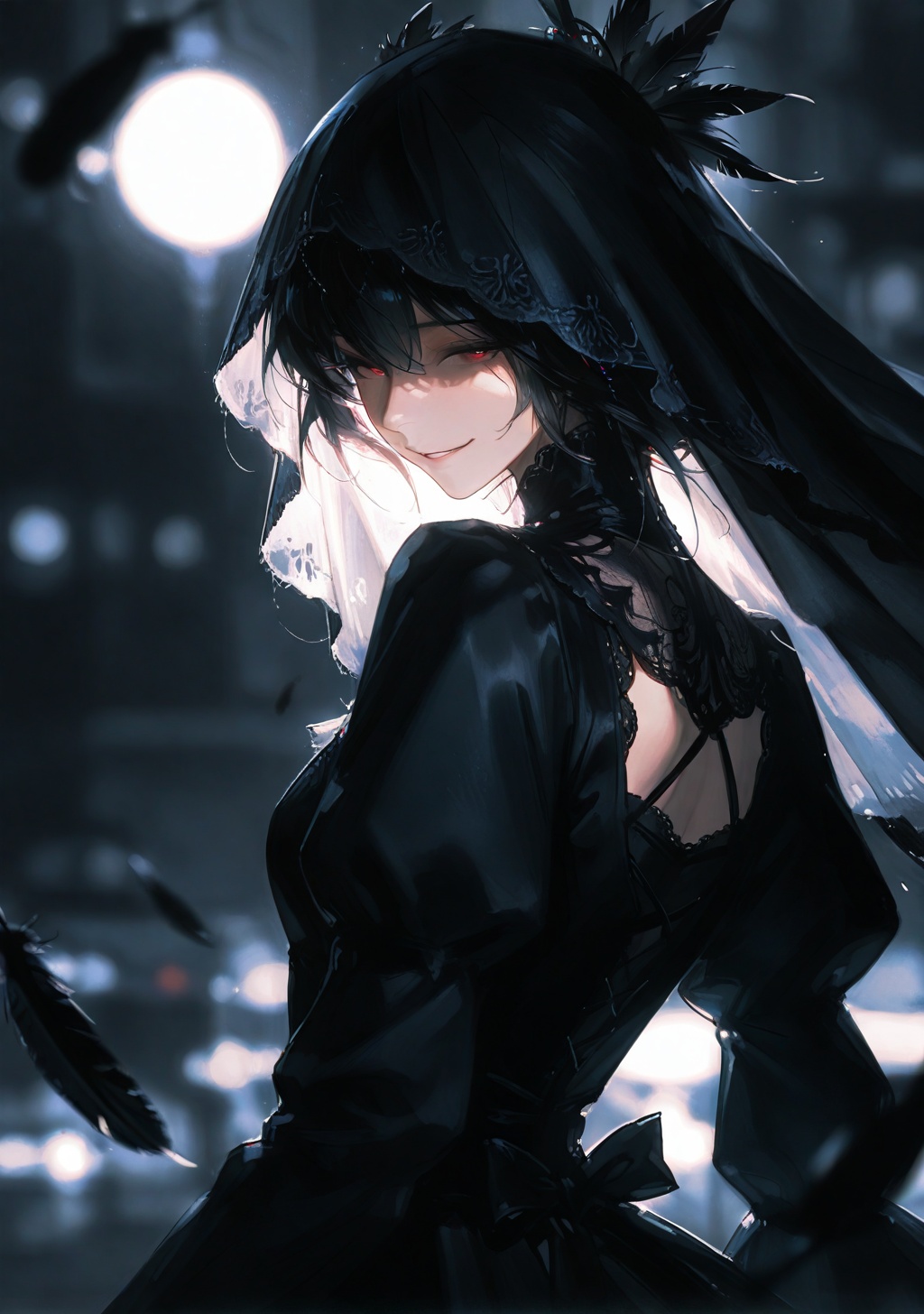 1girl,  upper body,  dark dress on Tensor.Art