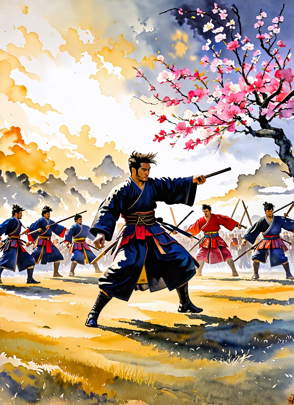 Wide angle watercolor painting,  ,  Dynamic composition on Tensor.Art