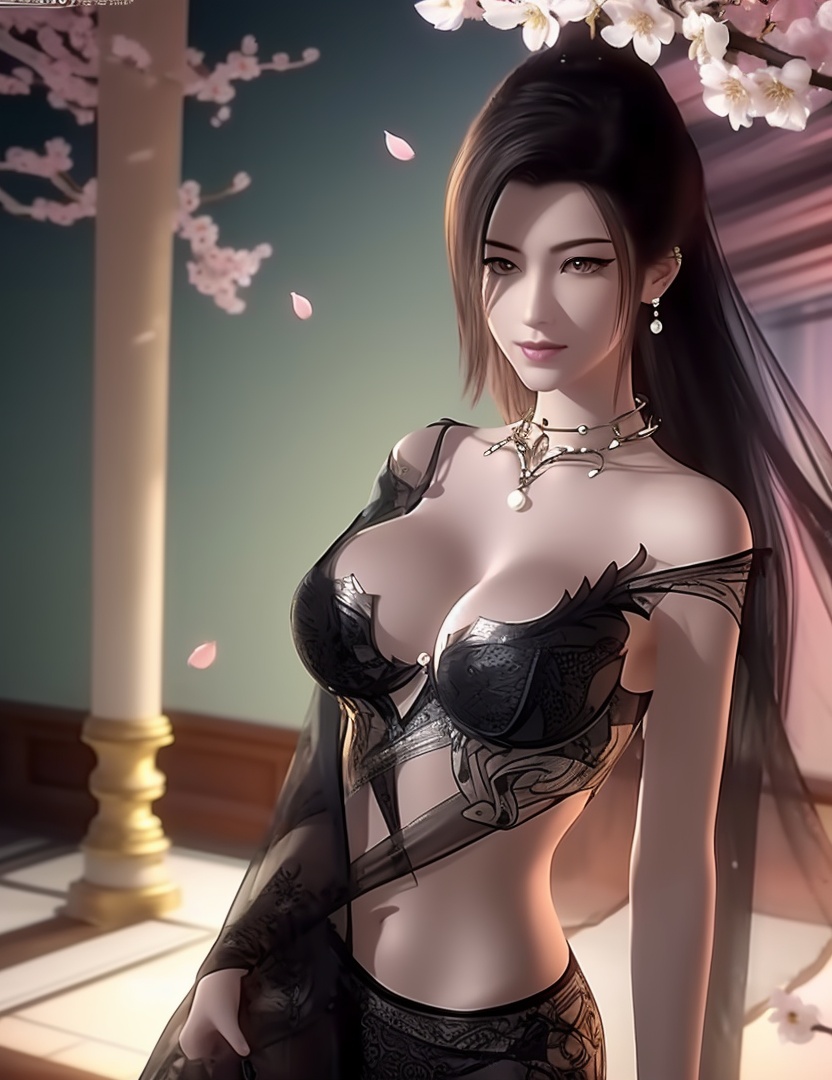 ultra realistic 8k cg, , flawless, clean, masterpiece, professional artwork, famous artwork, cinematic lighting, cinematic bloom, perfect face, beautiful face, fantasy, dreamlike, unreal, science fiction,  beautiful clothes, lace, lace trim, lace-trimmed legwear, , prestige, luxury, jewelry, diamond, gold, pearl, gem, sapphire, ruby, emerald, intricate detail, delicate pattern, charming, alluring, seductive, erotic, enchanting, hair ornament, necklace, earrings, bracelet, armlet,halo((,1girl, pov,))(((,cherry blossoms, 1girl, solo, petals,looking at viewer, large breasts, hair flower, flower, outdoors, )))  <lora:DA_CaoNvYaoNightwear:0.8>