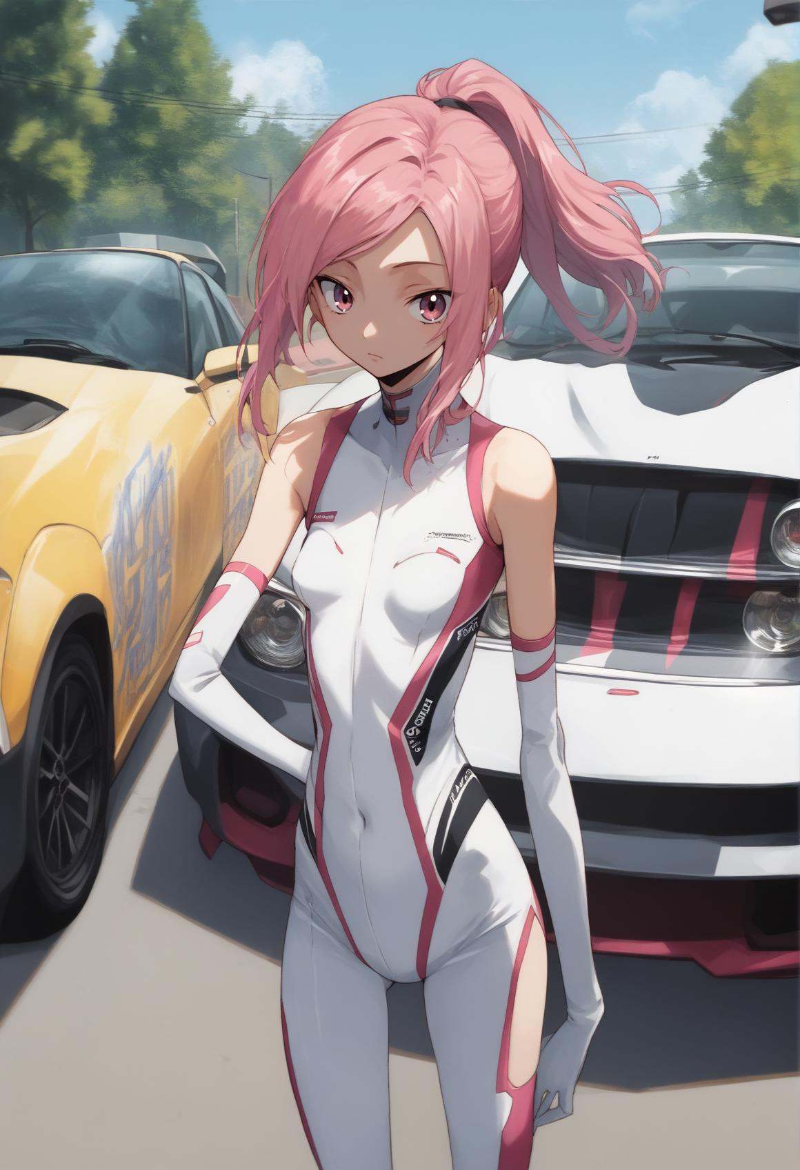 1girl,  medium hair,  pink hair on Tensor.Art