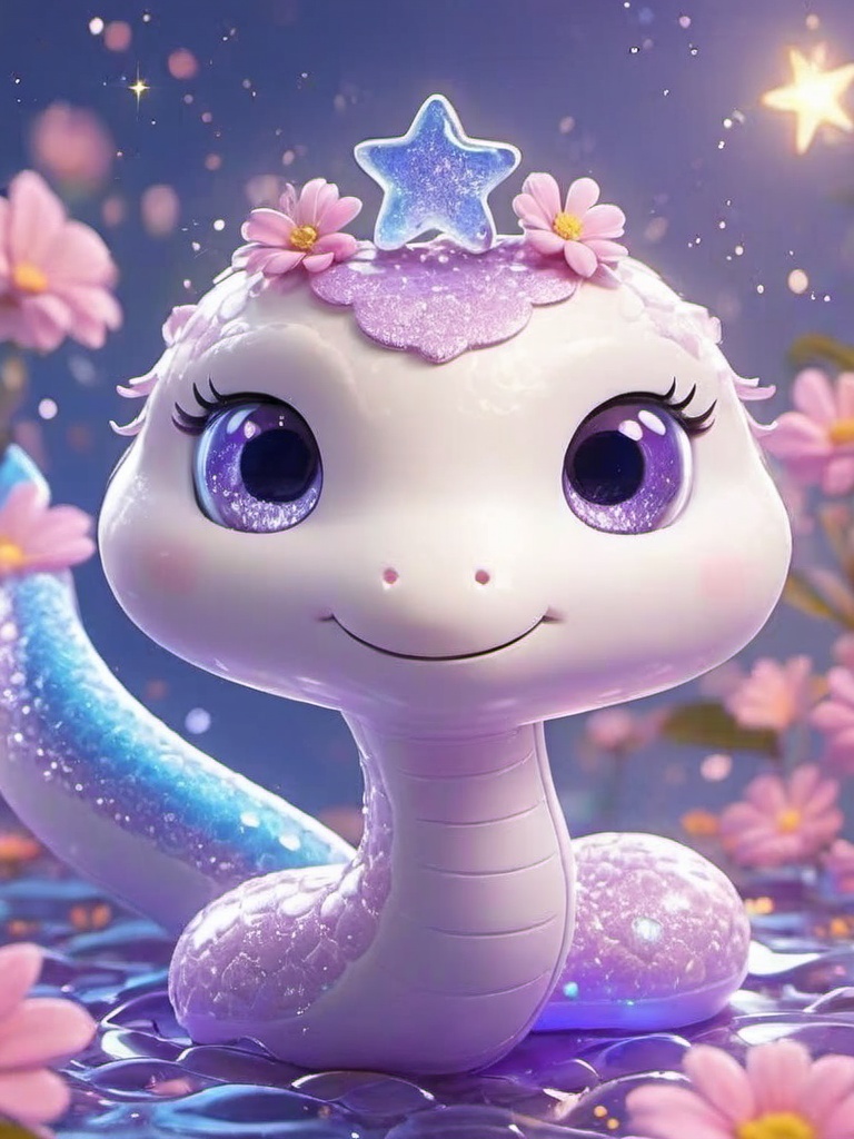 shebb, no humans, flower, smile, star \(symbol\), purple eyes, blue eyes, solo, blush, water, <lora:shebb:0.8>,, masterpiece, best quality,