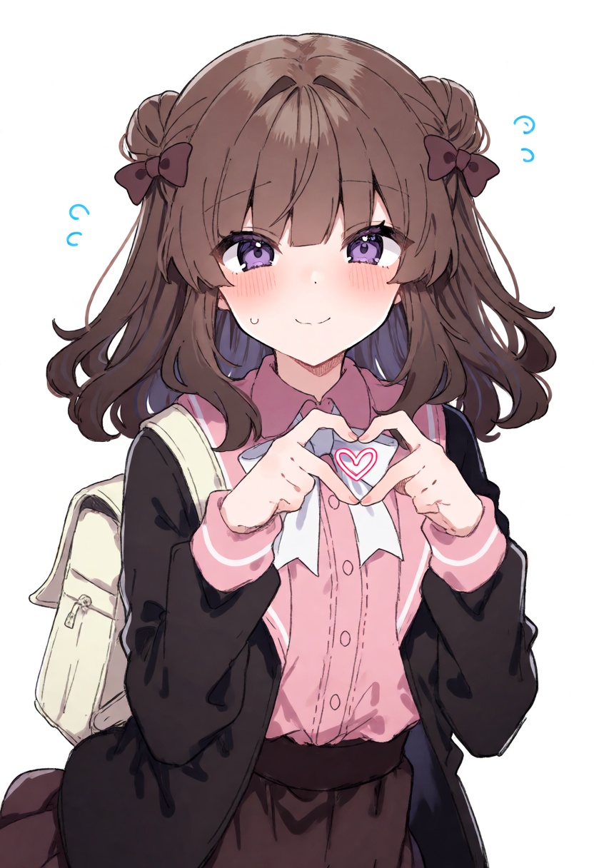 1girl,  heart hands,  hair bun on Tensor.Art