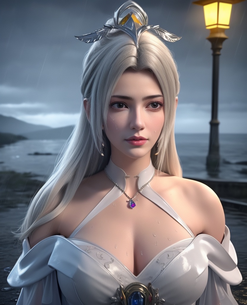 <lora:584-DA-星辰变-白灵:0.8>(,1girl, ,best quality, ),looking at viewer, ,ultra detailed 8k cg, ultra detailed background,  ultra realistic 8k cg,          cinematic lighting, cinematic bloom, (( , )),,  , unreal, science fiction,  luxury, jewelry, diamond, pearl, gem, sapphire, ruby, emerald, intricate detail, delicate pattern, charming, alluring, seductive, erotic, enchanting, hair ornament, necklace, earrings, bracelet, armlet,halo,masterpiece, (( , )),,  ,cherry blossoms,(((, night,night sky,lamppost,  ultra high res, (photorealistic:1.4), raw photo, 1girl, , rain, sweat, ,wet, )))(( , ))   (cleavage), (),