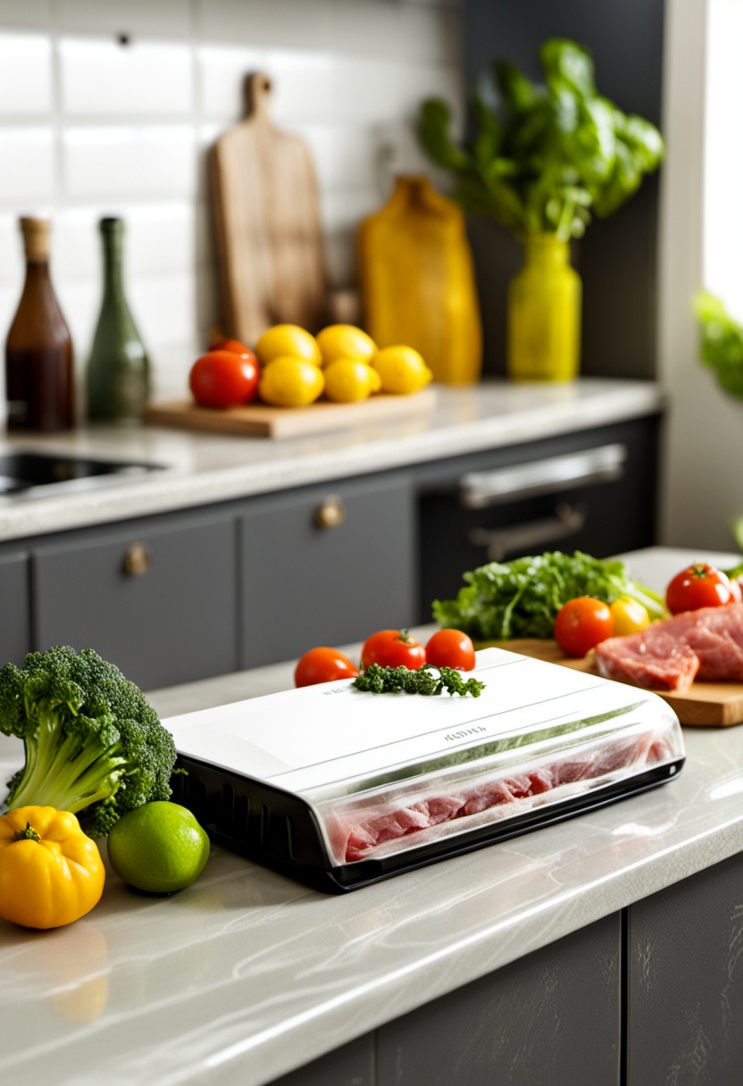 zhenkonji, food, no humans, kitchen, food focus, blurry, vegetable, onion, fruit, cutting board, bowl, indoors, tomato, plate, meat, depth of field, bottle, lemon, blurry background, still life,<lora:Q-XL-000006:1>,