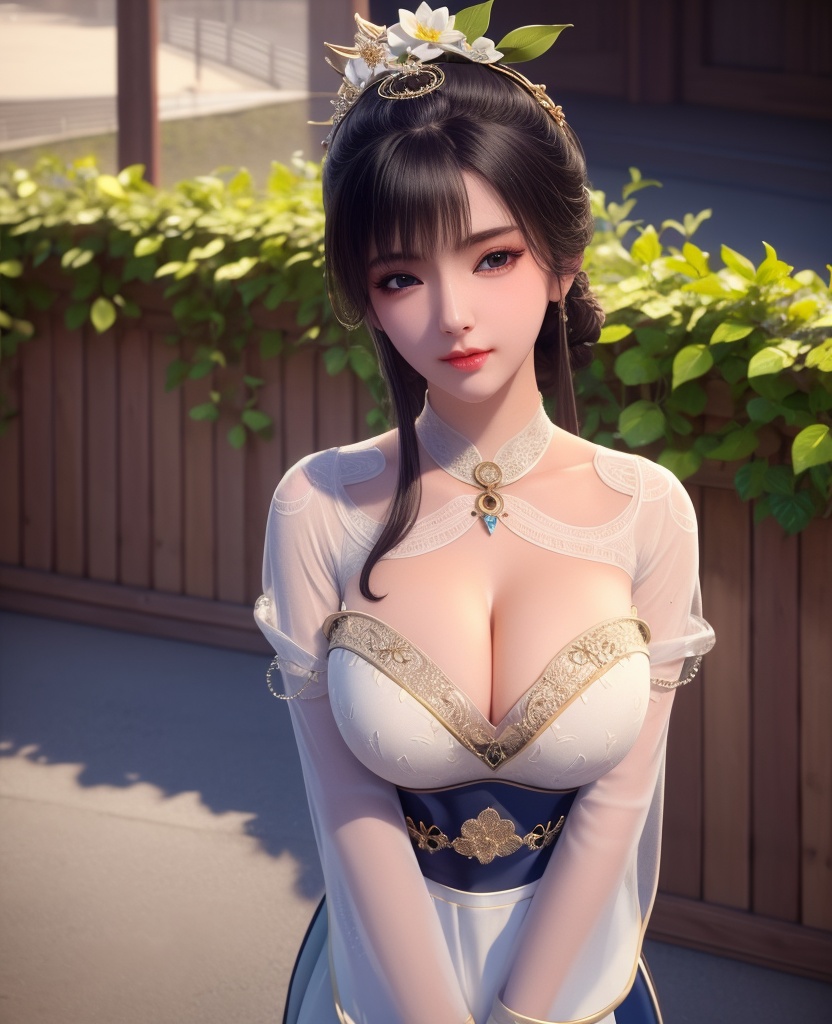 <lora:638-DA-暗河传-白鹤淮-妇人:0.8>(,1girl, ,best quality, ),looking at viewer,  ,ultra detailed background,ultra detailed background,ultra realistic 8k cg, ,masterpiece, (( , )),,  fiction,mole, ultra realistic 8k cg, ,      , lemon blossoms,  (cleavage), (), ,,,