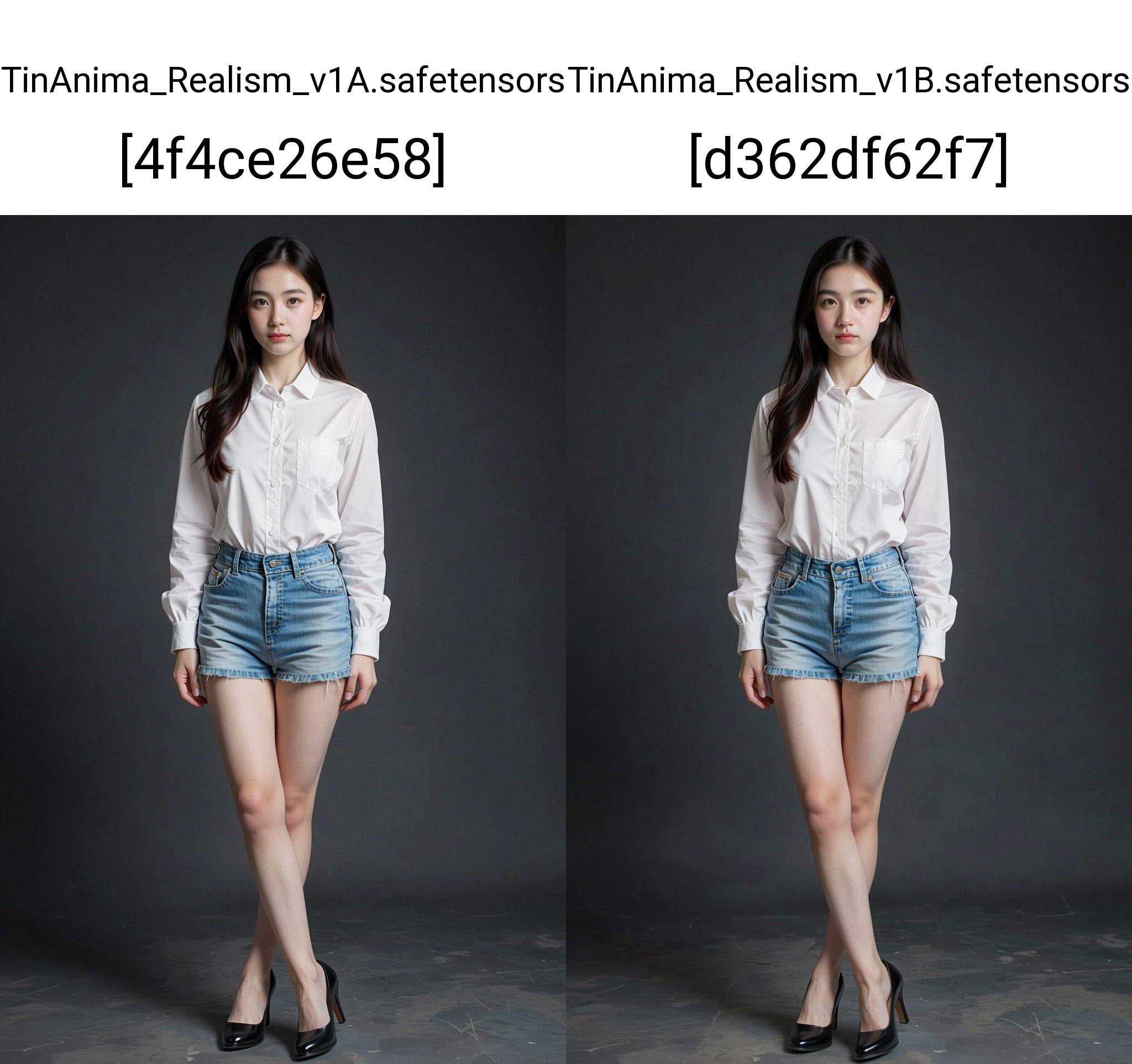 A young Asian woman,  likely in her early twenties,  stands in the center of the frame on Tensor.Art