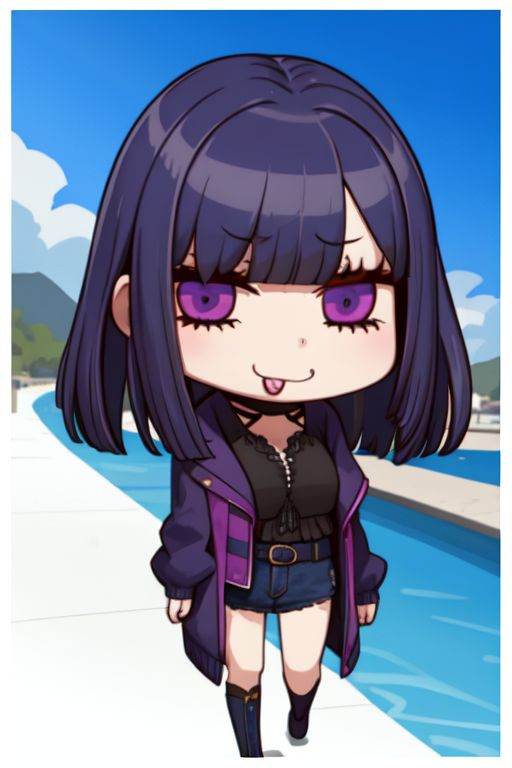 1girl,  :p,  dark blue hair on Tensor.Art