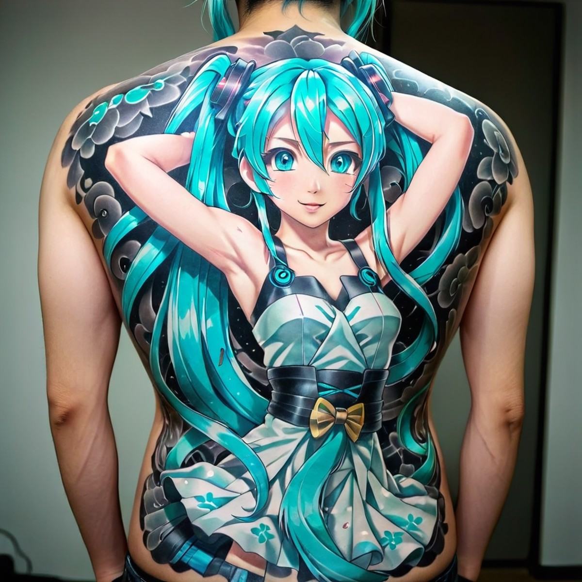 man with a striking tattoo of the hatsune miku,  ,  ultra-detailed on Tensor.Art