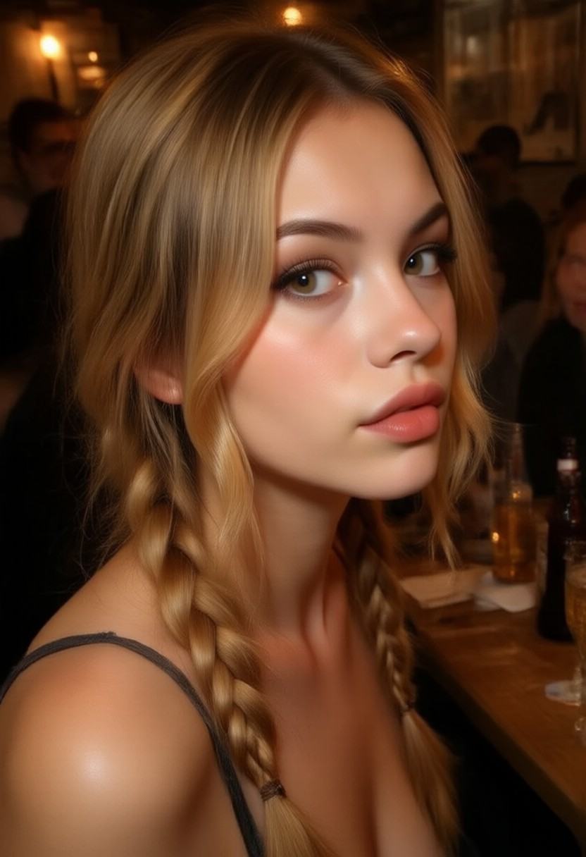 ******* photo of 24yo woman Guin,  student,  blonde braid on Tensor.Art