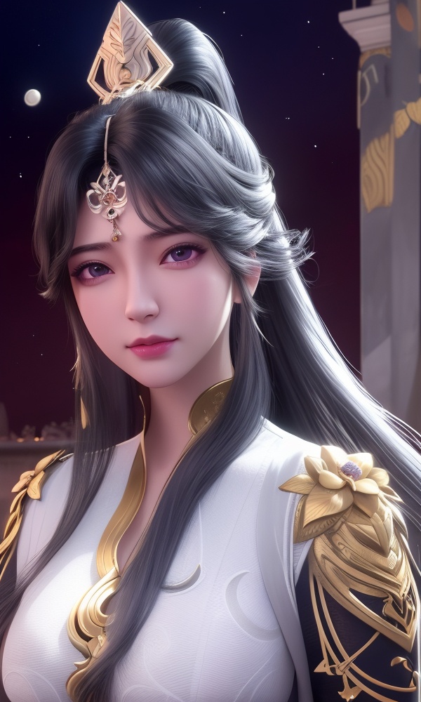 (,1girl, ,best quality, ),looking at viewer, <lora:373-DA-仙逆-周紫虹:0.8> ,,ultra detailed background,ultra detailed background,ultra realistic 8k cg, ,masterpiece, (( , )),, realistic,science fiction,mole, ultra realistic 8k cg, ,tamari \(flawless\),    ,crescent moon, jasmine \(flower\),     (()), (),