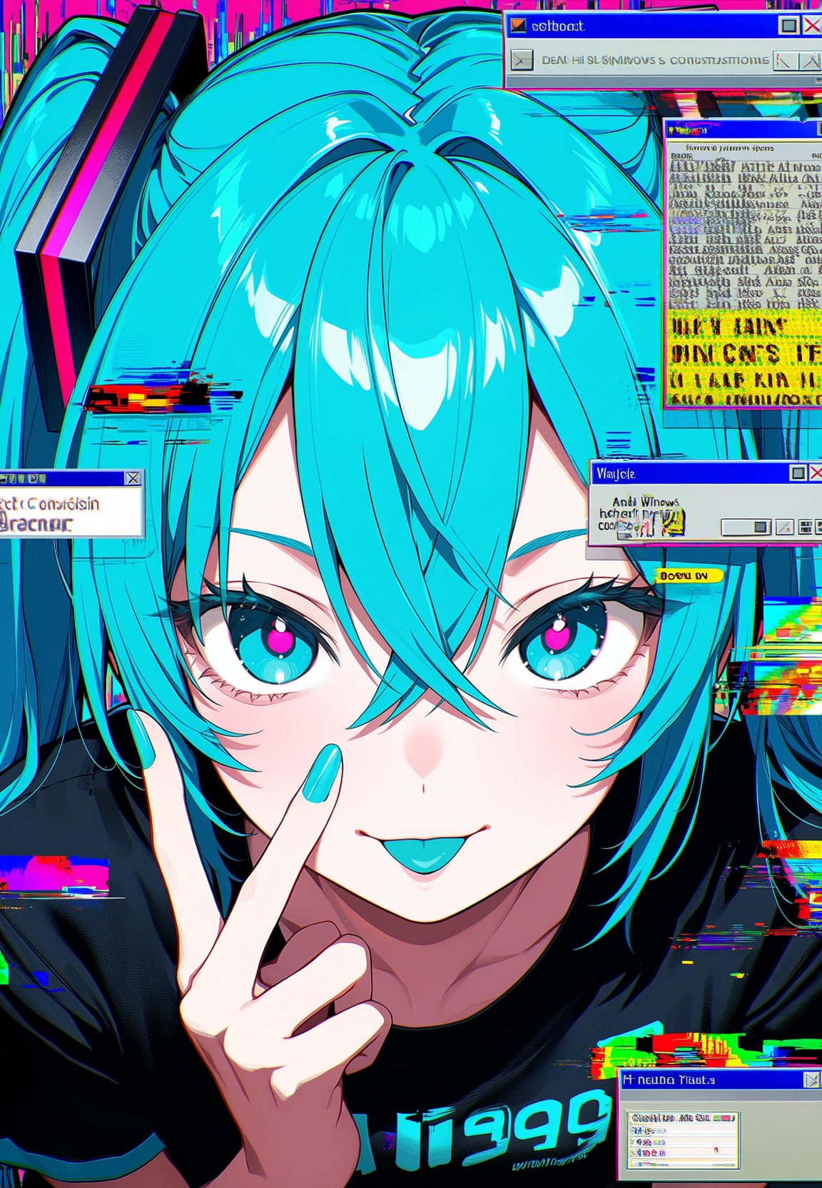 1girl,  aqua eyes,  aqua nails on Tensor.Art