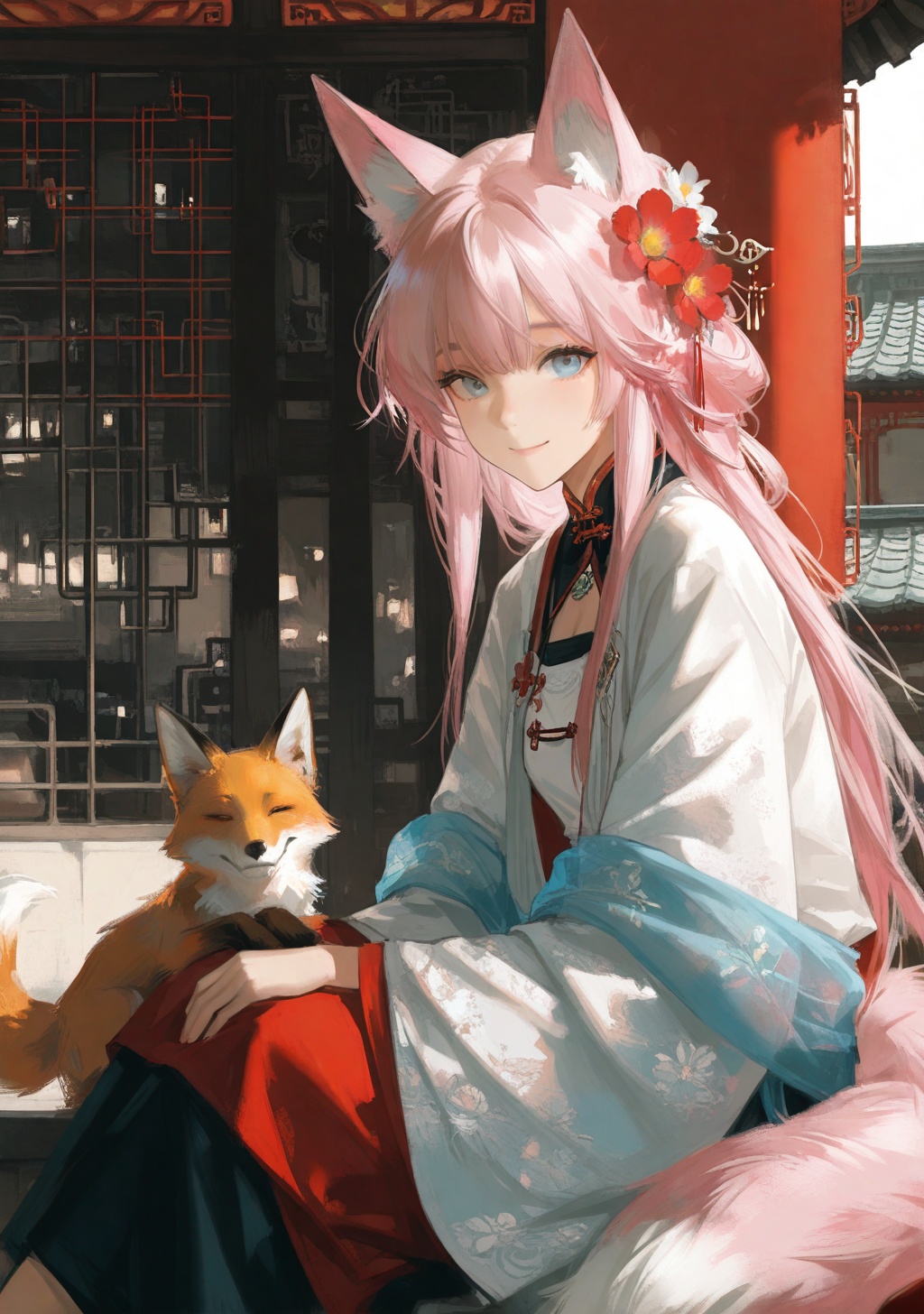 1girl,  flower,  hair ornament on Tensor.Art