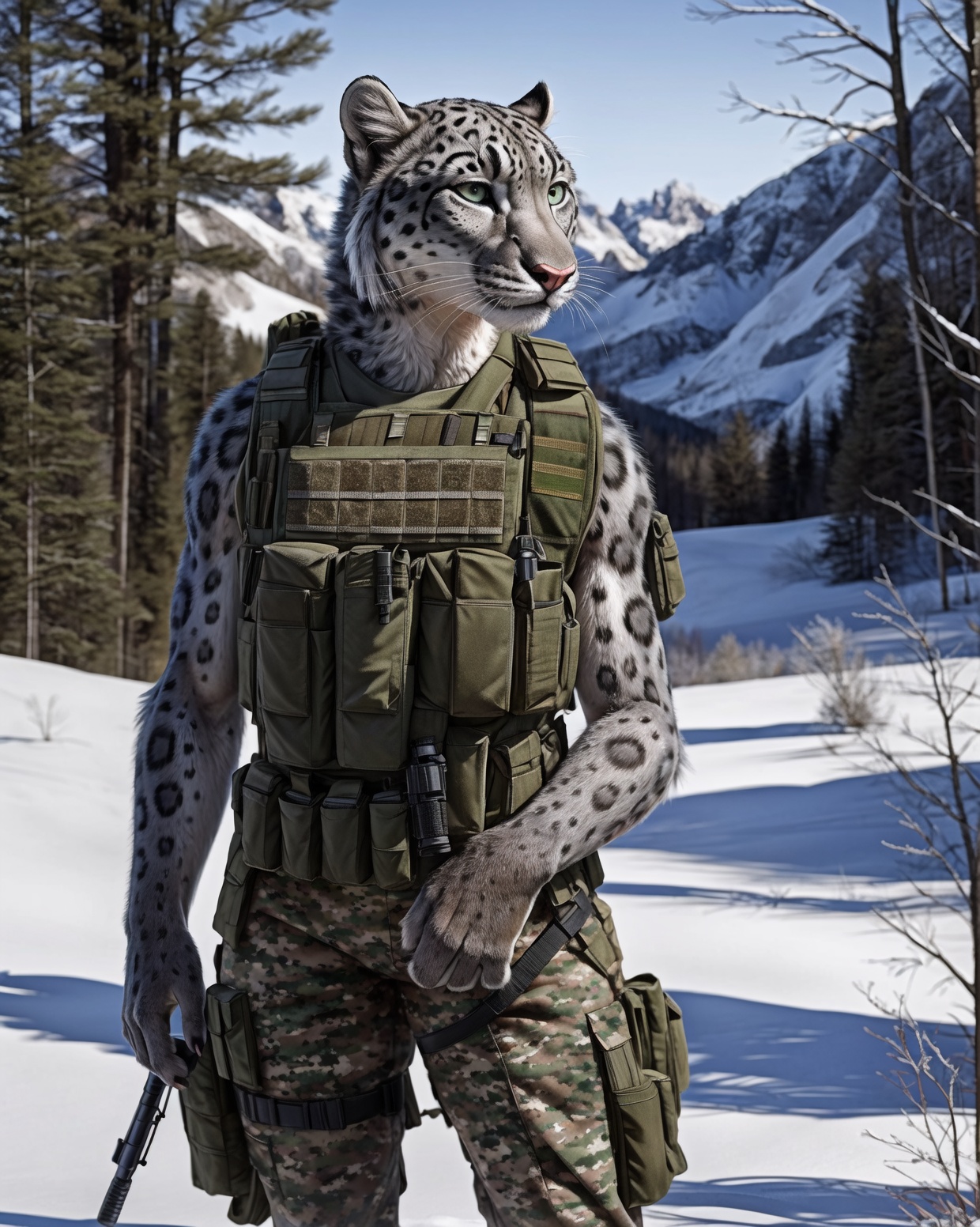 anthro,  snow leopard,  solo on Tensor.Art