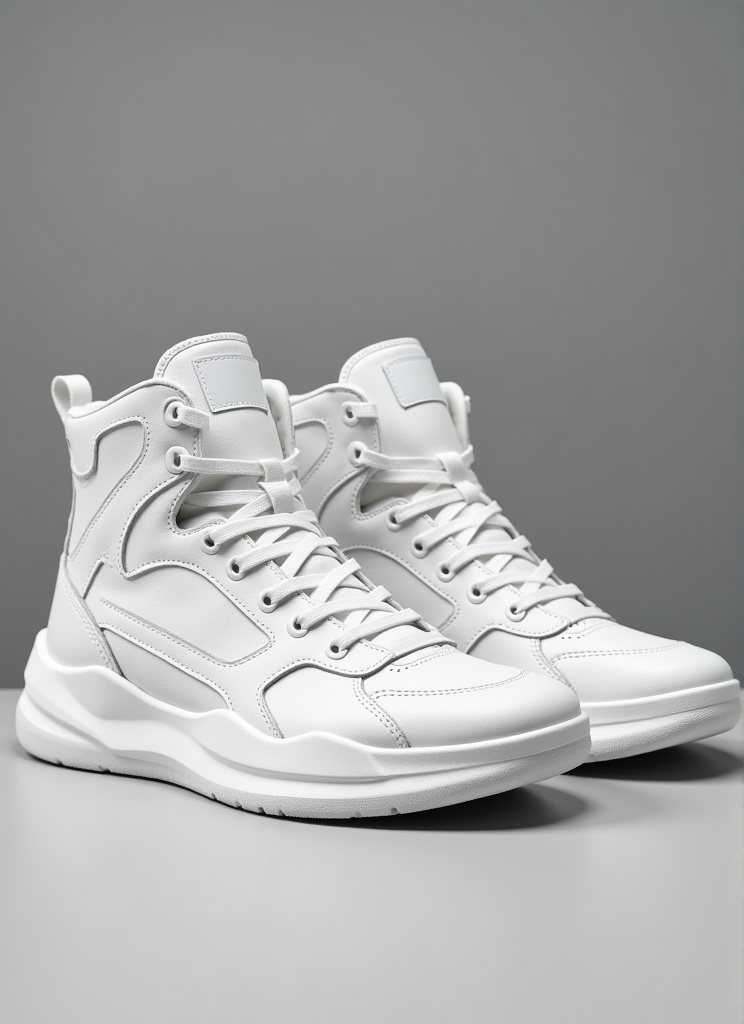 女生,a pair of white sports high-top shoes