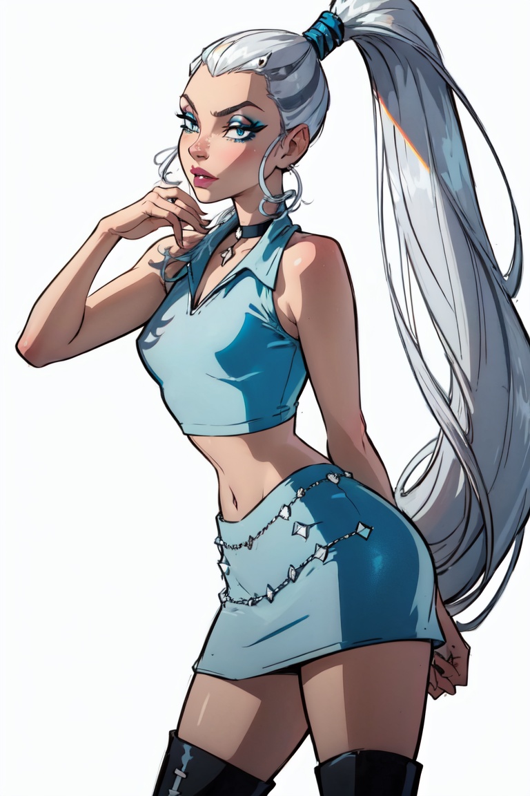 (Icy),  blue eyes,  white hair on Tensor.Art