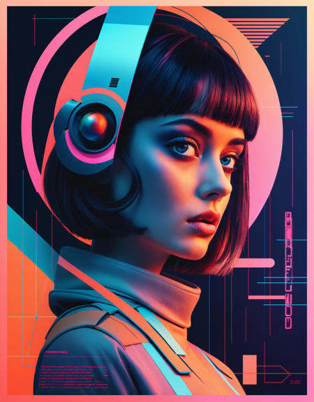 women,  flat shading,  bizarre technology on Tensor.Art