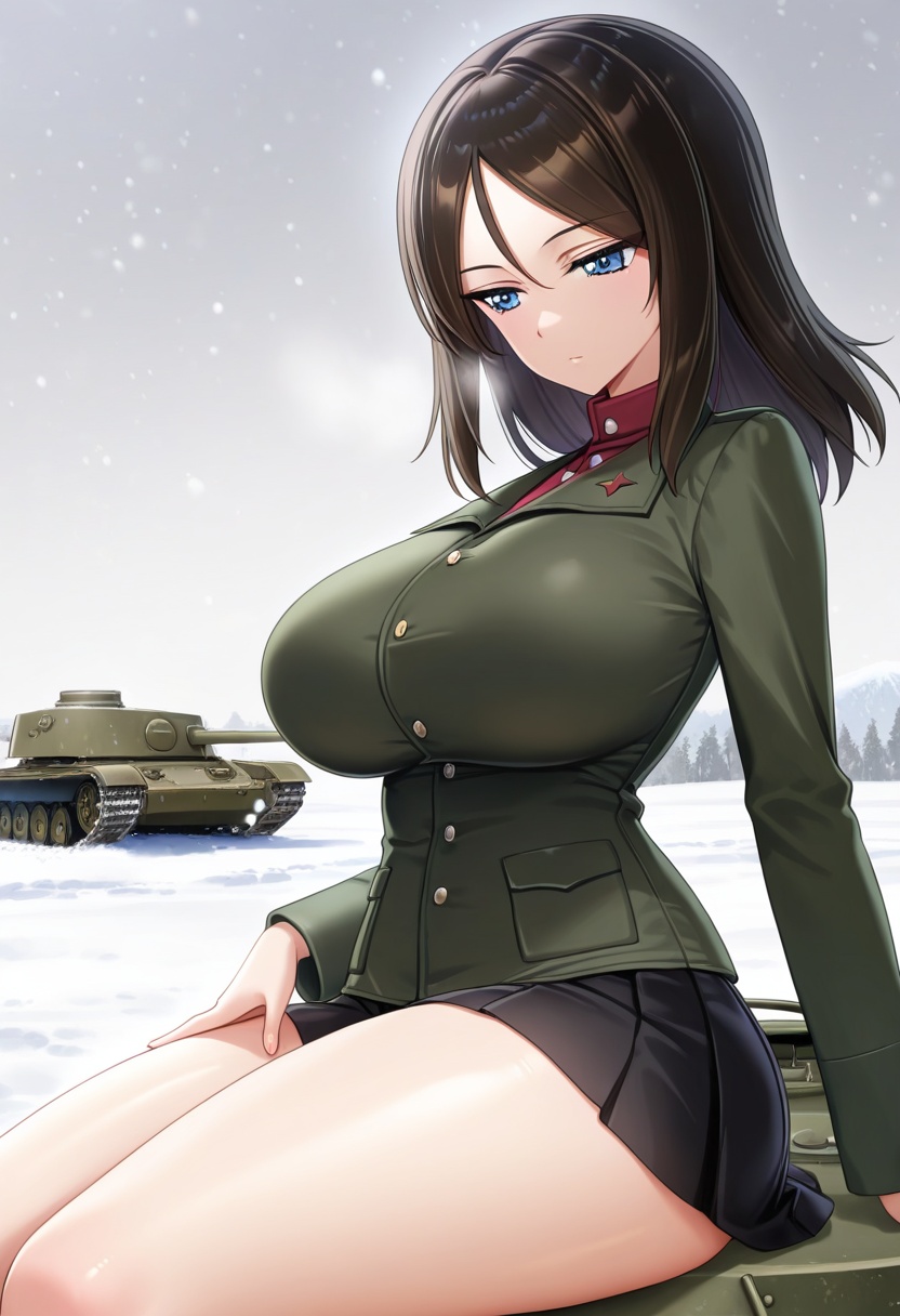 nonna \(girls und panzer\),  cowboy shot,  1girl on Tensor.Art