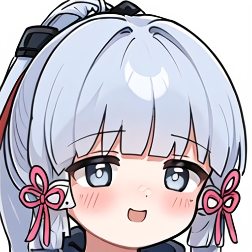 happy expression,<lora:xiaote-000007:0.5>,white background,a girl,portrait,<lora:shenlilinhua-000006:0.9>,kamisato ayaka,looking at viewer,white background,blue eyes,blunt bangs,simple background,blush,<lora:mg 1.2.5.2>,
