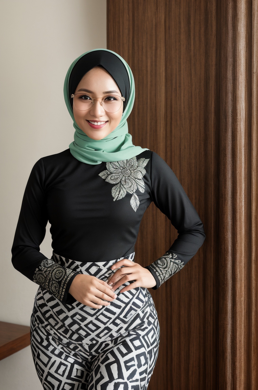 1girl,  javabatik,  mint and black batik on Tensor.Art