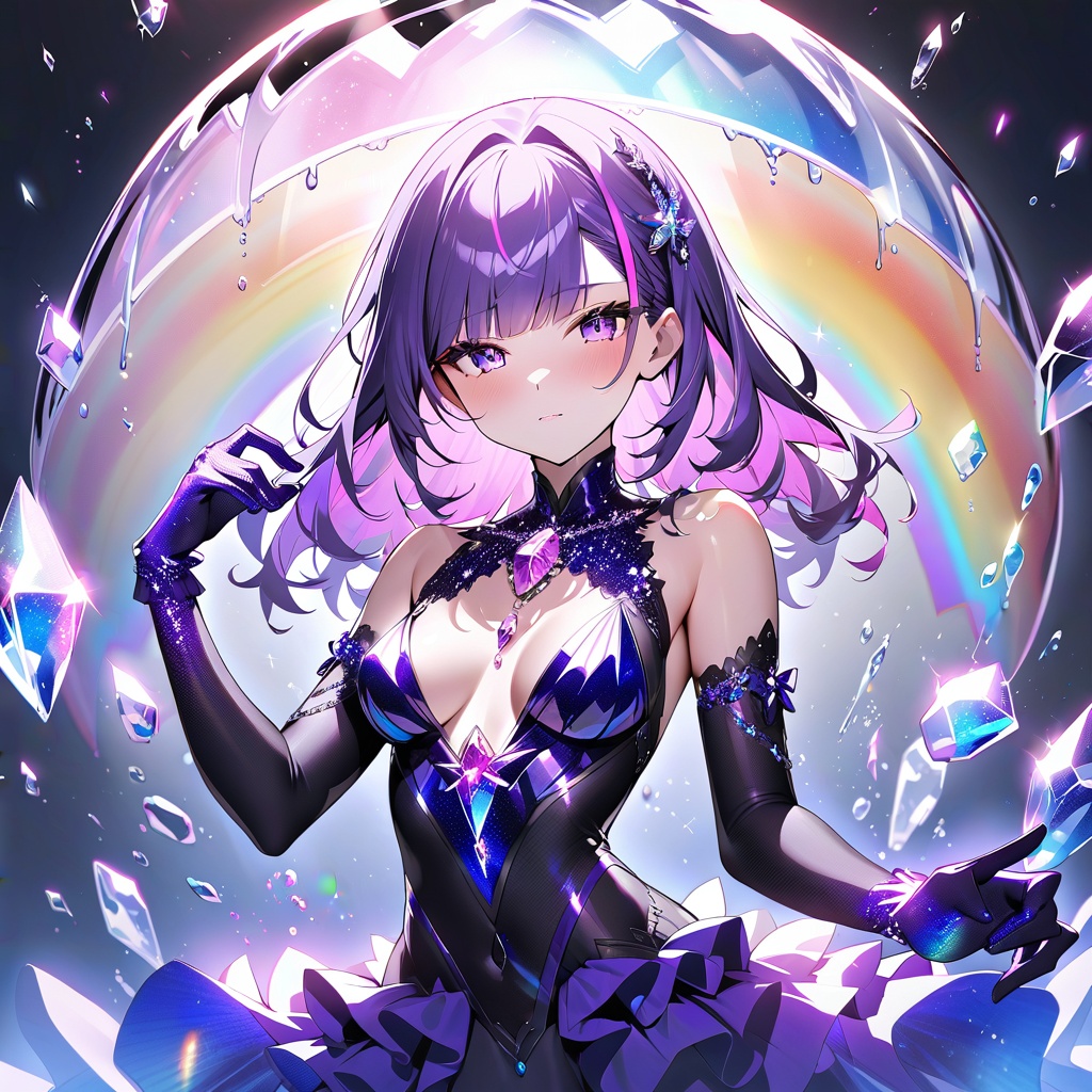 (((crystals texture hair))),  ((((crystalline purple gemstone gloves)))),  ((glass hair)) by KK_official on Tensor.Art