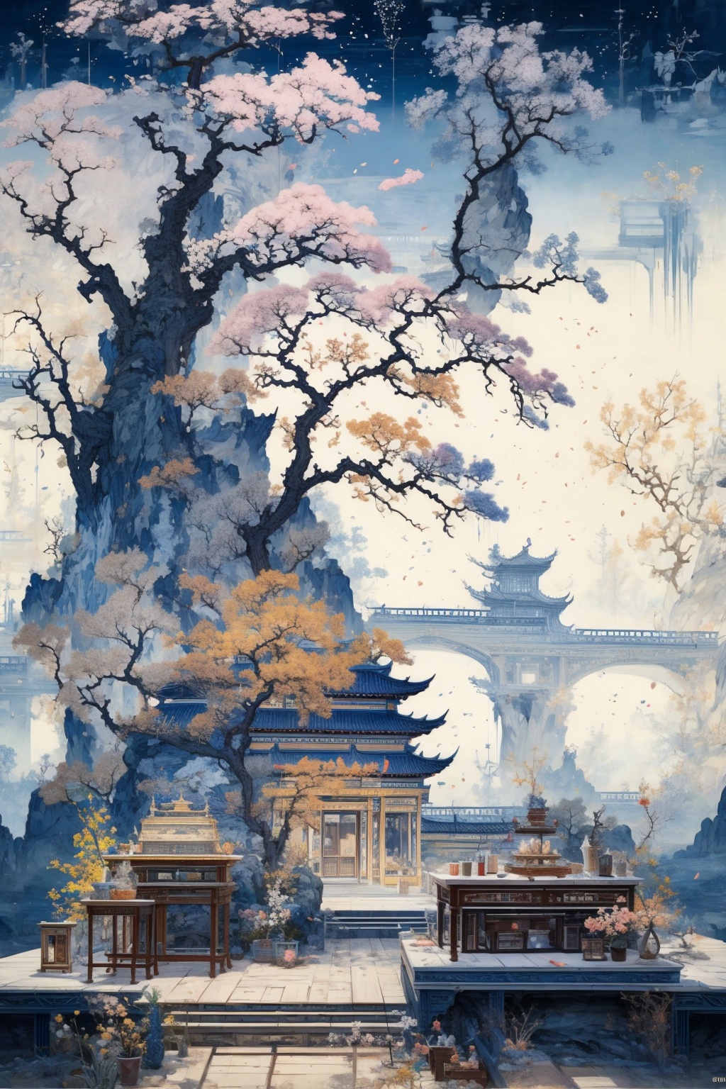 (masterpiece:1.2),best quality,highres,extremely detailed CG,perfect lighting,8k wallpaper,Illustration,painting,paintbrush,landscape,cherry blossoms,<lora:FF_20240111020125:1>,