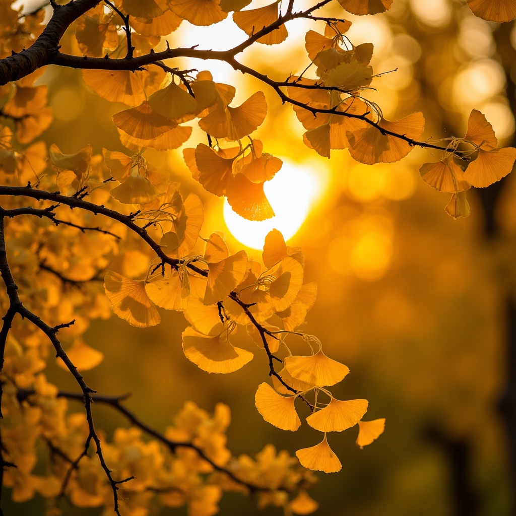 yinxingye,yinxingye,The golden ginkgo leaves gently rotate in the evening breeze, and the afterglow of the setting sun penetrates the fan-shaped leaves. The amber halo covers the entire ginkgo forest, and the warm toned light and shadow interweave to create a peaceful and warm atmosphere unique to autumn.