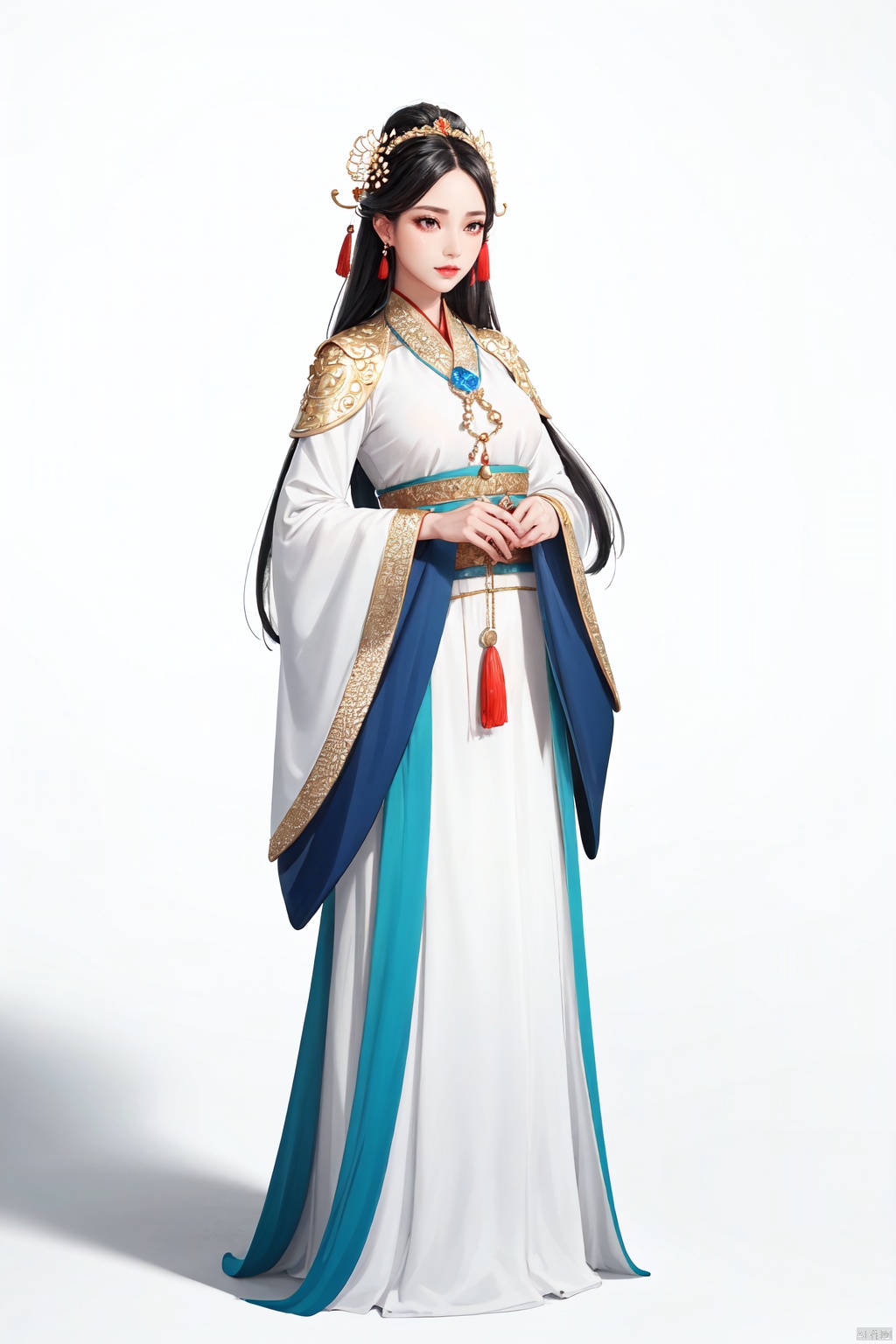 Realistic style, cinematic work, 8K wallpaper, masterpiece, very realistic quality, best quality, masterpiece, high-level, high-resolution,,,Edge lighting, dual tone lighting, soft lighting, The illuminated surface of the material has bright spots and highlights, which flicker and have a mirror effect when reflected, There are sparkling spots on the armor,,,1girl, solo, full body, black hair, hair ornament, long hair, hanfu, chinese clothes, long sleeves, dress, jewelry, flower, hair flower, wide sleeves, hair stick, shawl, realistic, simple background, looking at viewer, shoes, standing,strong rim light, Standard proportion of female body, golden proportion of female body,,,Standing, standing posture, Sexy full body standing posture,,,colorful,(detailed skin: 1.3), (detailed face: 1.3),clear focus,delicate,(mature women: 1.2),(glossy skin+glossy skin: 1.4),(sweating: 1.1),(big_eyes),red_ eyeshadow,long_ Eyelashes, red lips,,,simple background, grey background,,,(Diamond hair accessories, diamond necklaces, diamond earrings, diamond earrings, clothes embedded with diamonds, armor embedded with diamonds,:1.3),, (chuyun1:1.5)