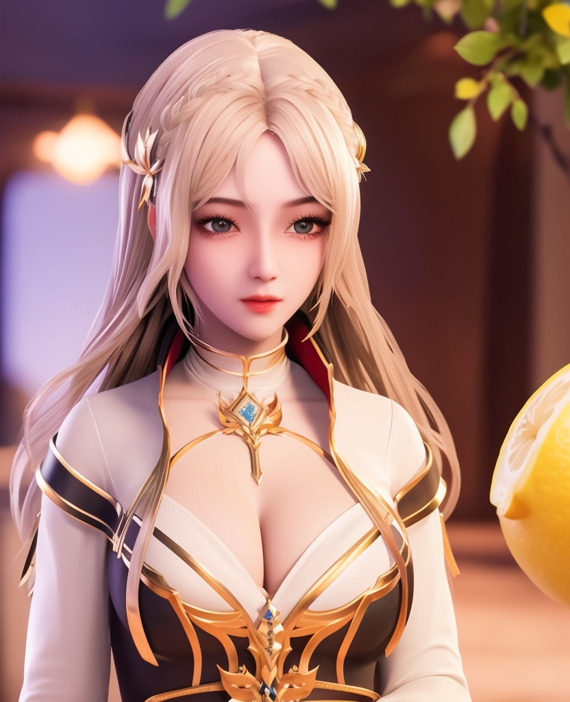 <lora:556-DA-神印王座-温柔一刀:0.8>(,1girl, ,best quality, ),looking at viewer,  ,ultra detailed background,ultra detailed background,ultra realistic 8k cg, ,masterpiece, (( , )),,  fiction,mole, ultra realistic 8k cg, ,      , lemon blossoms,  (cleavage), (), ,,,