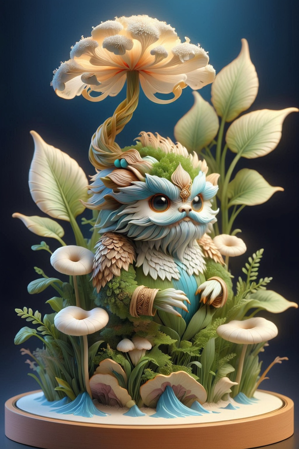masterpiece,top quality,official art,beautiful and aesthetic,extreme detailed,a creature,it has a body woven like a plant fiber,luminous fungi grow on the surface,<lora:20240610-1718004651674:0.9>,3dct,