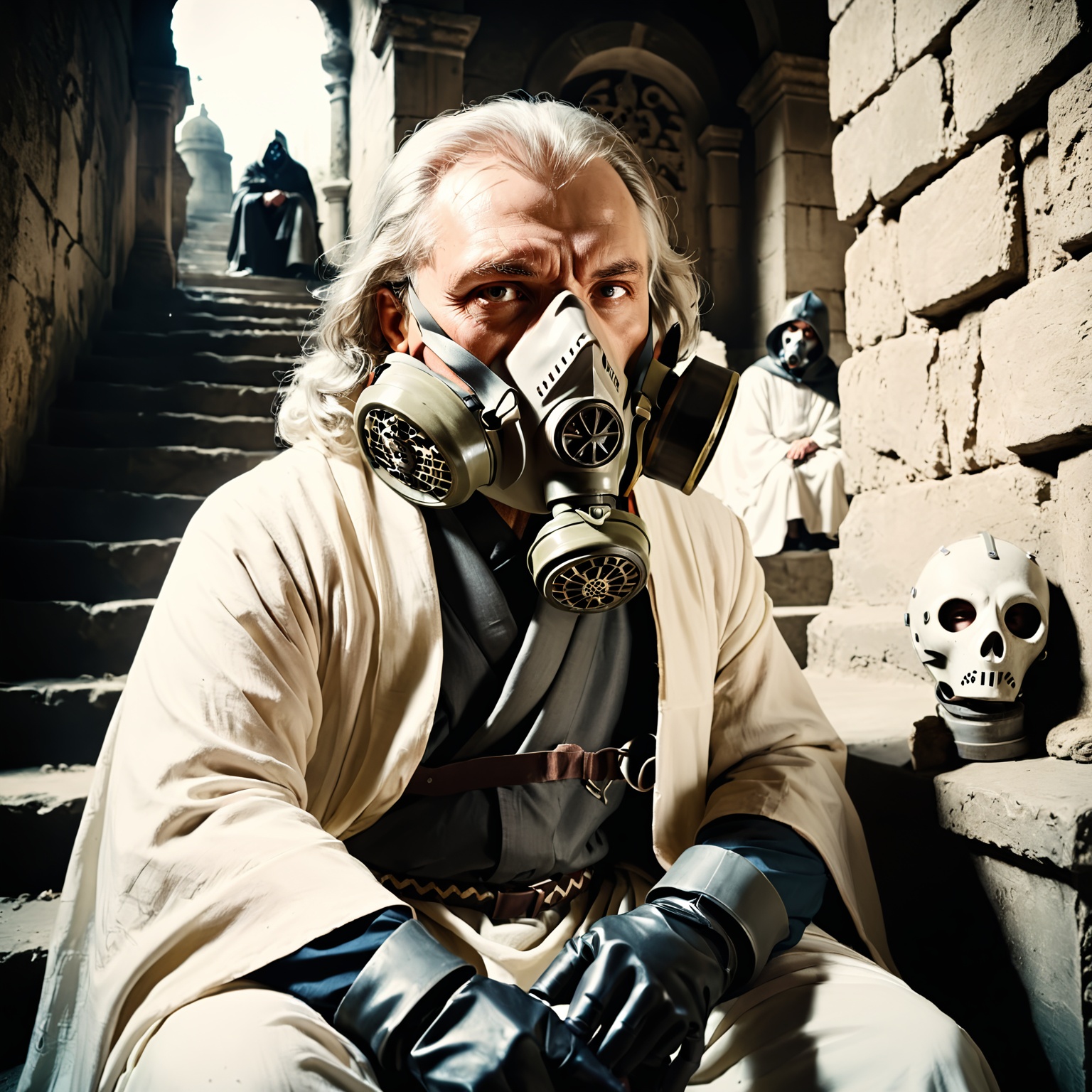 analog film photo high quality,  cpfmask_xl-cmplx,  gas mask on Tensor.Art