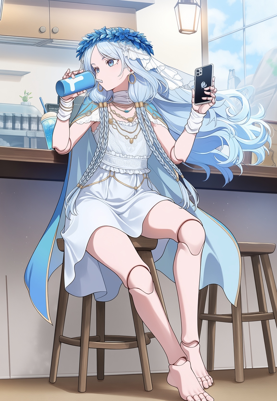 anime screencap,  1girl,  blue hair on Tensor.Art