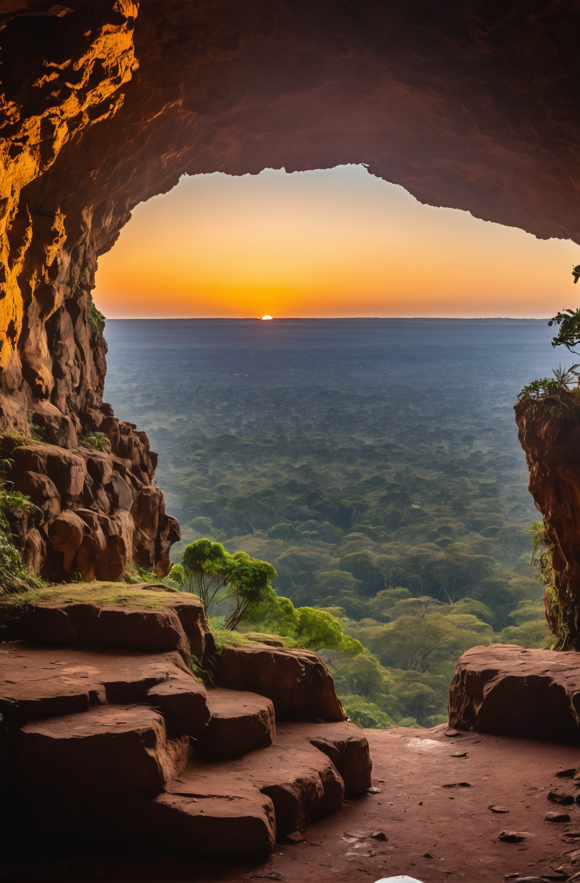 photograph,  landscape of a Mythical Grotto from inside of a Harare,  at Twilight on Tensor.Art