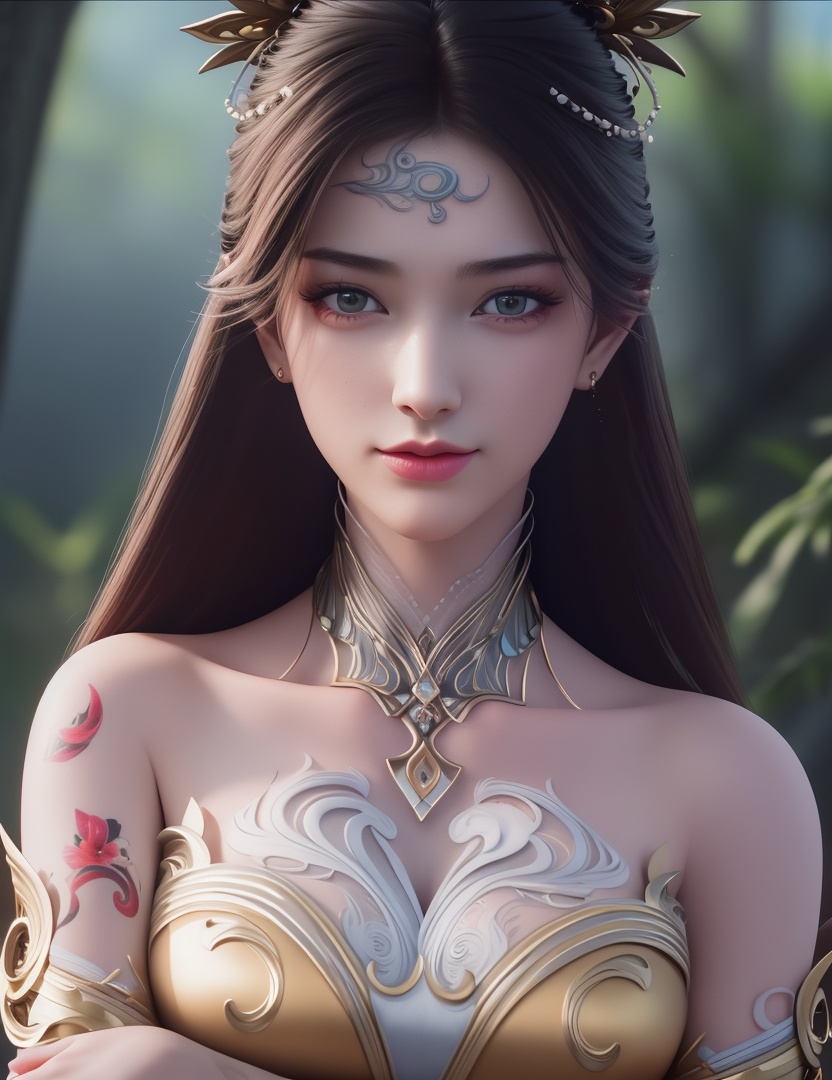 <lora:533-DA-诛仙-金瓶儿:0.8>(,1girl, ,best quality, ),looking at viewer,  ,,ultra detailed background,ultra detailed background,ultra realistic 8k cg,, ,masterpiece, (( , )),ultra realistic 8k cgSurrounded by strange, movie perspective, advertising style, Colorful background, splash of color A beautiful woman with delicate facial features,tattoo all over body, flower arms,from above,