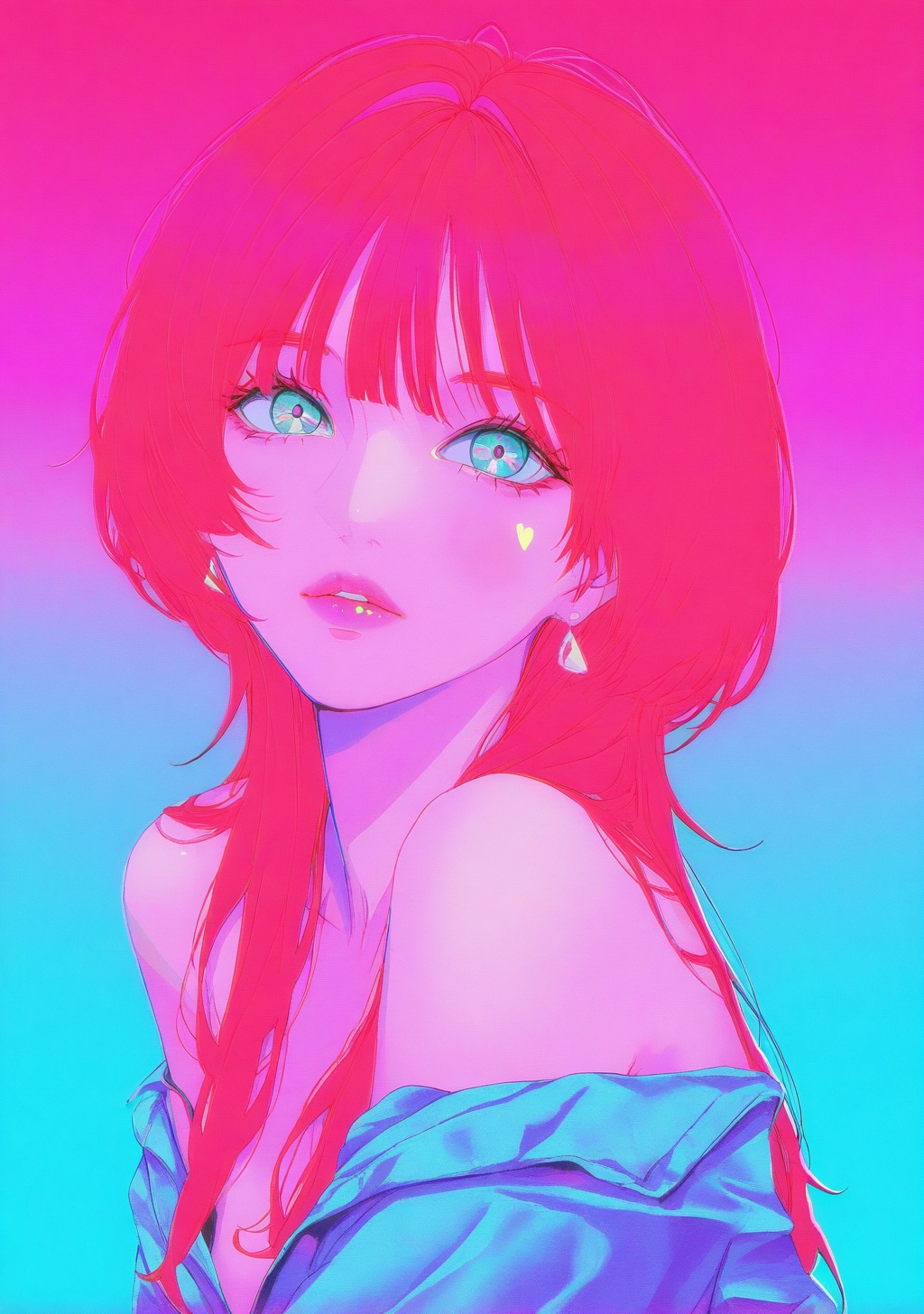 vaporwave,  gradient background,  lipstick on Tensor.Art