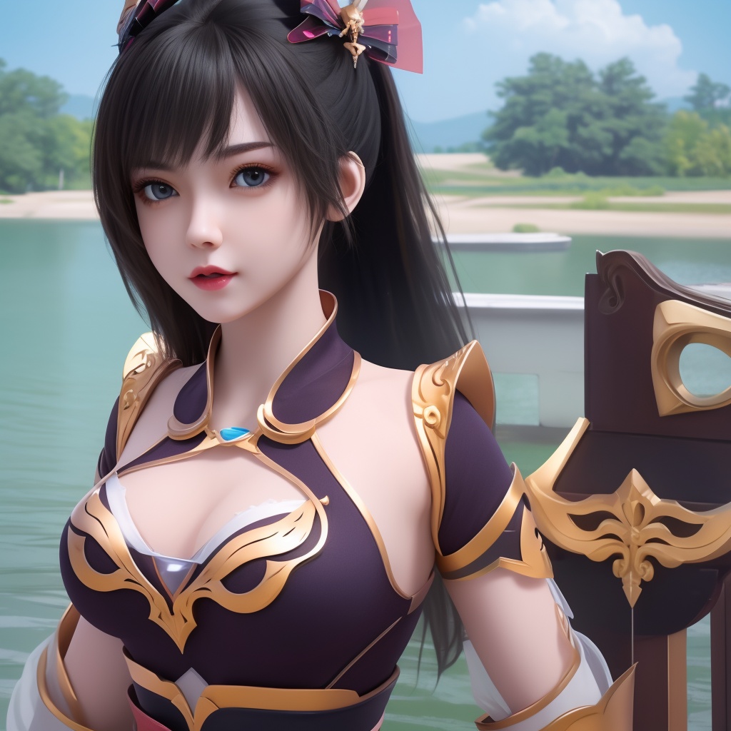 <lora:799-DA-神墓-楚钰:0.8>, (,1girl, ,best quality, ),,  ,ultra detailed 8k cg,   ,masterpiece, (( , )) , lake,upper body,   (cleavage),,  (),