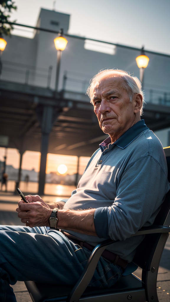 (dynamic angle) raw photo,  (80yo Old Man),  friendly face on Tensor.Art