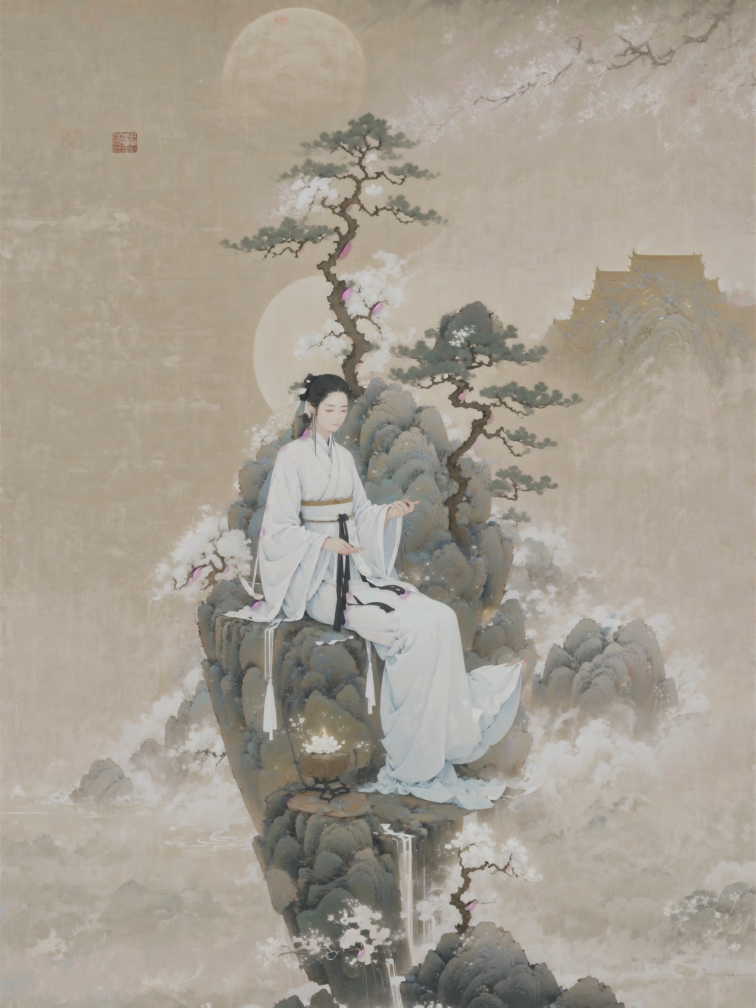 Landscape painting,  Zen,  solitude on Tensor.Art