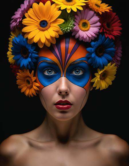 award winning photograph of a mysterious woman with a flower in her head,  amazing depth,  masterwork on Tensor.Art
