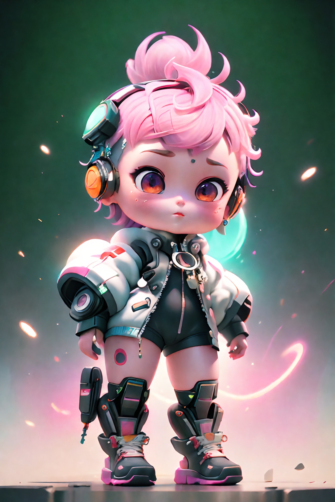 Anime Artwork Lucy (Cyberpunk), Pink Short Hair, Pink Eyes, Red Lips, (Front), (Full Body), Bodysuit, Punk Stud Earrings, Bossy, Brave, Key Visual, Vibrant, High Detail, Illustration, Short Straight Hair, Futurism, NFT Art, Solid Color Background, Robotic Arm, Cartoon Coloring, Tendal Effect. Non-Realistic Rendering Transparency, Color Tilt, Animation, Blender Geometry Art, Intrlligence 4k Image, Epic, Cinematic Effects, Neon Cold Pounding, Octane Rendering, OC, 8k, Lida
