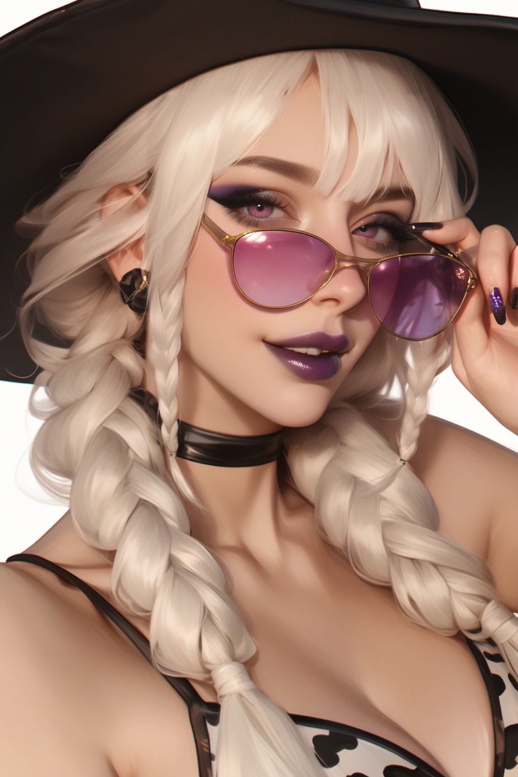 1girl,  purple lips,  solo by MissFidonyo on Tensor.Art