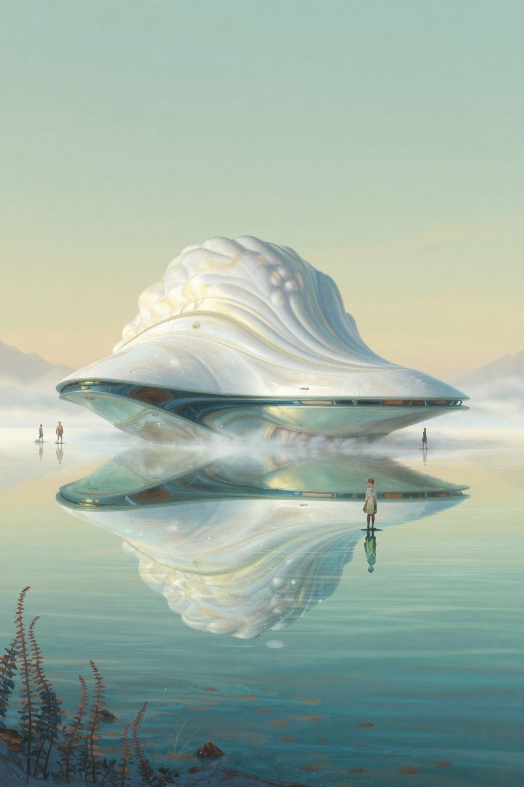 secret_grotesque_fantasy,  heavy gritty texture,  painterly gouache illustration style. A futuristic fantasy scene featuri...