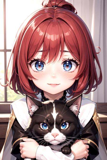 a beautiful anime girl,  red hair,  freckles on Tensor.Art