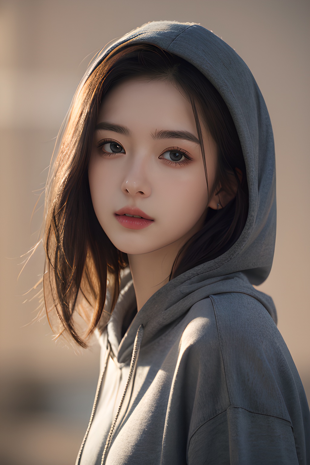 <lora:0814_0:0.7>,simple background,hoodie,, 1girl,realistic,masterpiece, best quality, photorealistic, HDR,detail